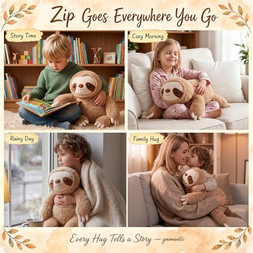 gnomantic Sloth Weighted Stuffed Animals, Plush Pillow for Kids - 5