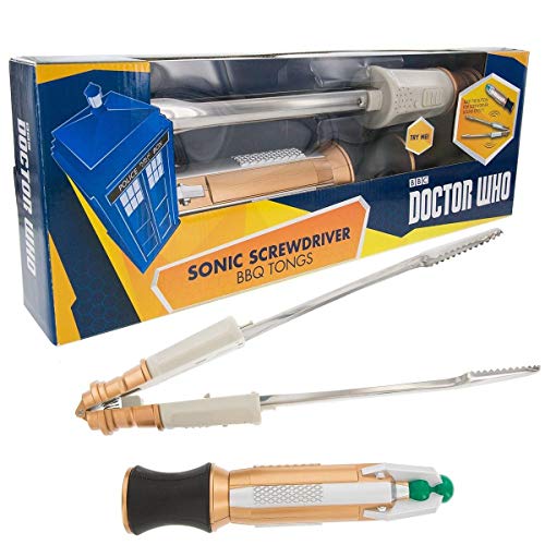 Funko Doctor Who Sonic Screwdriver BBQ Tongs with Sounds - Officially Licensed, Gold, 22.5 Inch, 1 Piece