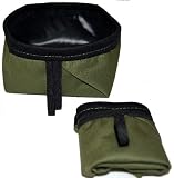 **Made in USA 100% Waterproof Washable Fabric Collapsible Folding Travel Pet Dog Water Bowl (Jogging