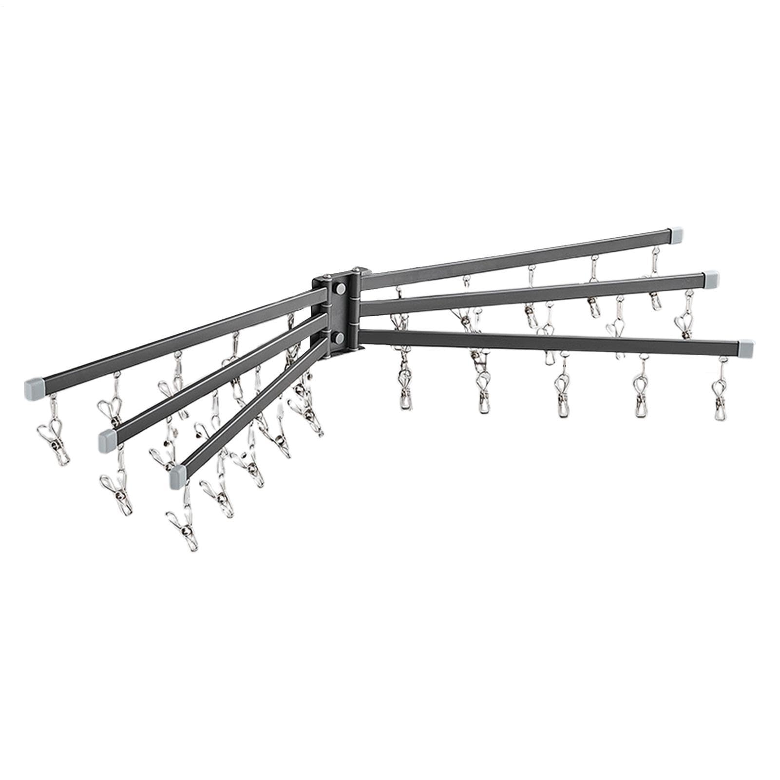 Appendicalze per asciugare – Stendibiancheria da parete in acciaio , , 43,2 cm, con molteplici clip, gancio antiruggine, gruccia antigoccia compatta per cappelli, reggiseni e viaggi