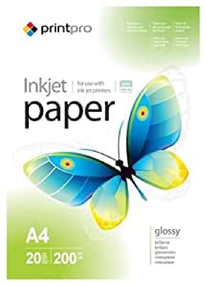 PrintPro by Colorway Glossy Photo Paper A4 – 200gsm, 20 Sheets – High-Resolution Inkjet Paper for Vivid, Professional-Quality Prints