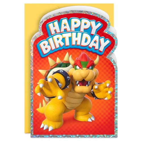 Hallmark Nintendo Super Mario Bros. Birthday Card (Bowser) for Kids Teens Gamers
