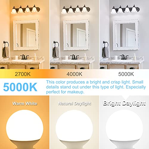 Image of 20 Pack LED Globe Light Bulbs 5000K Daylight E26 Base 60W Equivalent | 500LM, 5W, CRI 85+, Non-dimmable Standard Base LED Globe Light bulbs for Bathroom Vanity Mirror