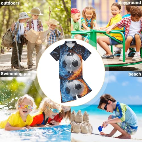 Image of 3T Toddler Boy Shorts Set Teal Hawaiian Button Down Shirts Summer Outfits for Little Boy