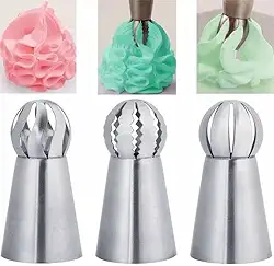 3 pontas de confeitar russas, ponta de pastelaria de aço inoxidável, pontas de bico de confeiteiro russo para cobertura, decoração de bolo de cupcake, fazer folhados, acessórios de utensílios de