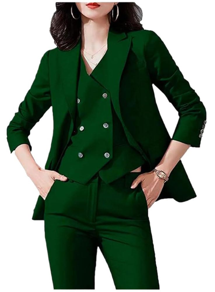 Conjunto de 3 piezas para mujer, traje de oficina, chaqueta, chaleco, pantalones, trajes de negocios, traje de fiesta de graduación, ropa casual