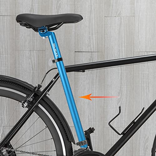 X AUTOHAUX 30.4x350mm Bike Seat Post Aluminum Alloy Adjustable with Clamp Blue - Image 2