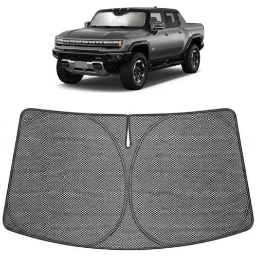 Image of Proadsy Windshield Sun Shade Custom Fit GMC Hummer EV 2022-2026 Ice Crystal Black Front Window Sunshade UV and Heat Blocker Foldable Visor Keeps Car Cooler for Summer Parking and Daily Use