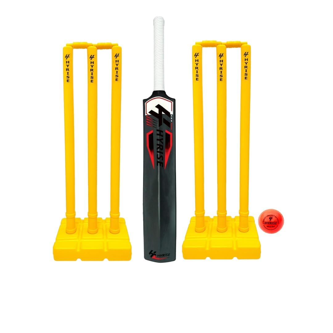 Hyrise Heavy Duty Plastic Cricket Bat Kit Combo for All Age Groups (Red Bat, Yellow Wickets) (B0D1GFPP9H) Amazon Price History, Amazon Price Tracker