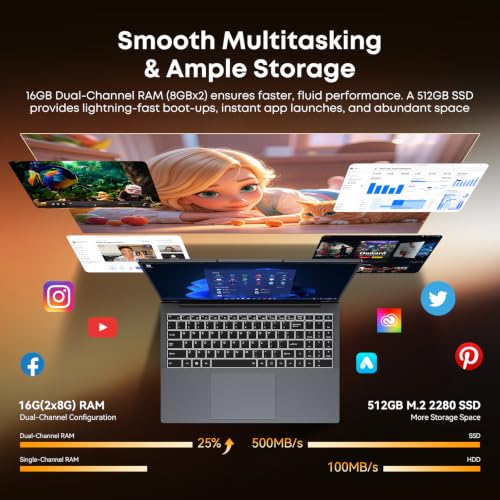 Image of 16 inch Laptop Computer Notebook Backlit Keyboard Home Student Business