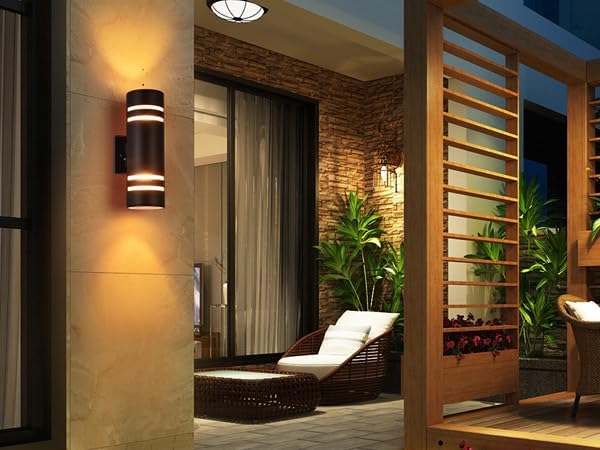 Miniatura 8 de Housen Solutions Paquete de 2 luces de pared para exteriores del atardecer al amanecer, accesorios de iluminación exterior impermeables, luz de