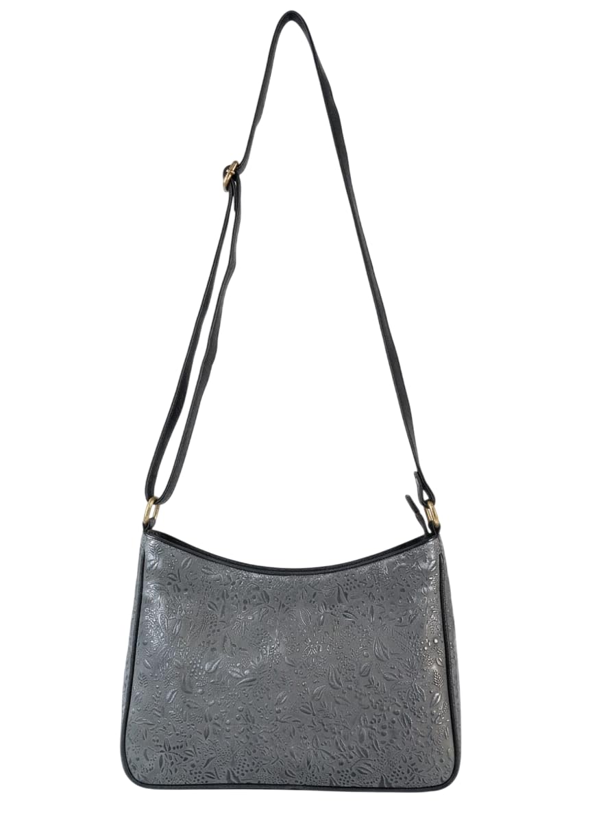 ADRIJA Women Grey Shoulder Sling Bag with Embossed Floral Design, Medium, Leather, Zipper Closure - Review, Price and Buying Guide
