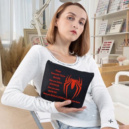 LEVLO Spider Movie Cosmetic Make Up Bag Movie Fans Inspired Gift You Are Braver Stronger Smarter Than You Think Spider Makeup Zipper Pouch Bag For Women Girls (Spider B Bag)4