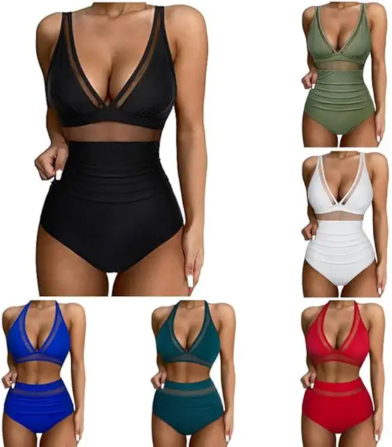 Bañador Mujer Una Pieza Reductor Vientre Plano Push Up Acolchado Cuello Halter