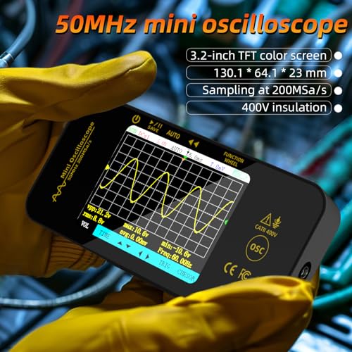 BSIDE OT5 Handheld Oszilloskop 50MHz Bandbreite Digitale Oszilloskope 3.2’’ TFT Display Tragbares Oszilloskope Automotive Oszilloskop 200MSa/s Abtastrate Trigger Funktion Auto/Nomal/Single