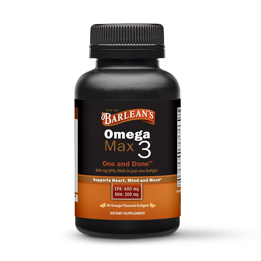 Barlean's Orange Ideal Omega Max-3 Fish Oil, 1000mg EPA & DHA, 60ct