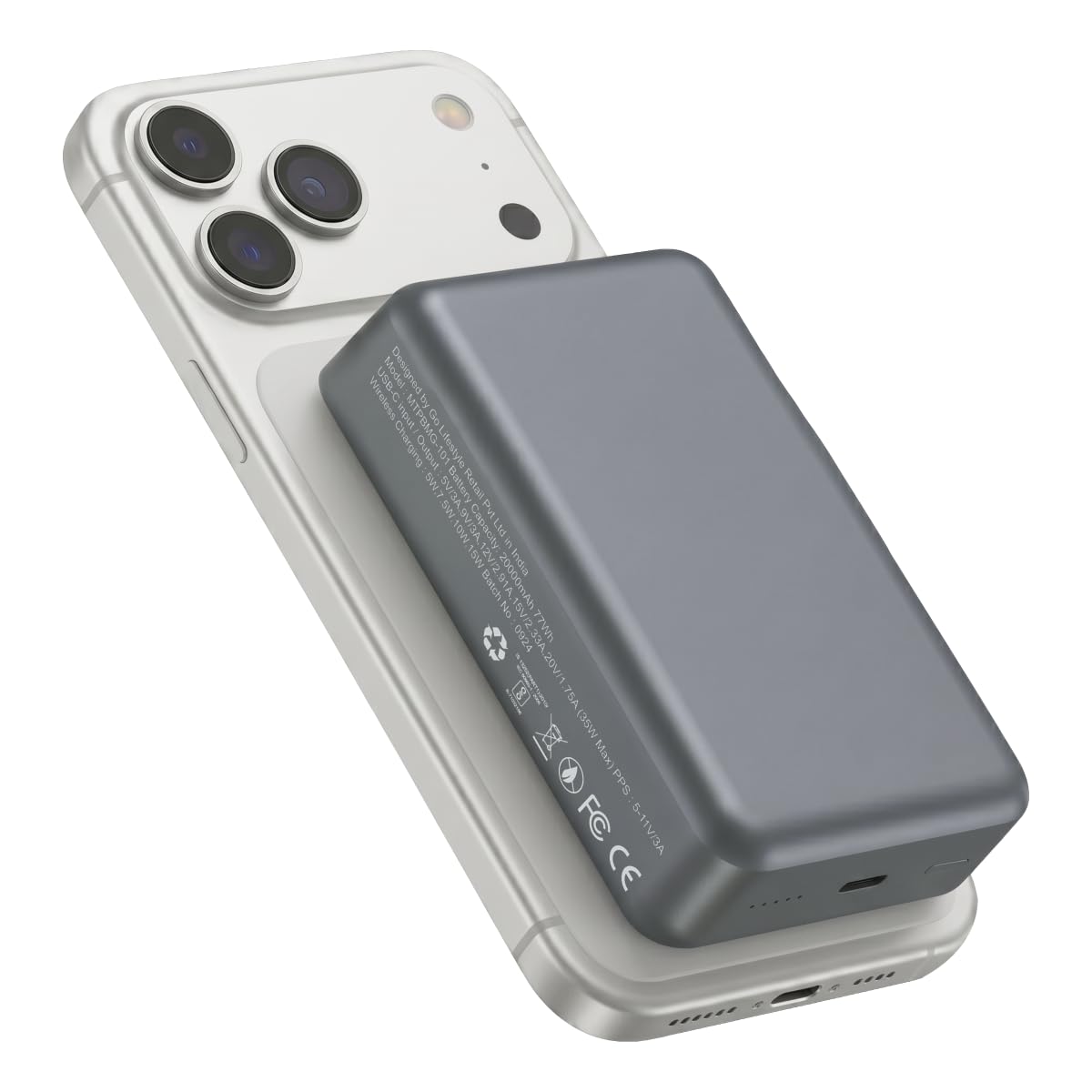 Tank Mini Wireless Powerbank 20000mAh Fast Charging Power Bank, Slim Strong Magnetic Hold Travel Free Pocket Size 35W Wired Output for Smartphone & Qi Enabled Devices. (Grey)-image-31
