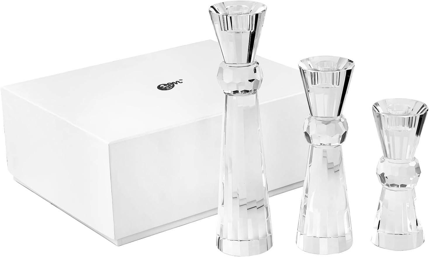 Kitcom Crystal Candlestick Holders Crystal Taper Candle Holders, Table Centerpieces for Party Wedding Banquet Decorations Set of 3, Comes with Gift Box(5.9''/7.9''/10.2'' Tall) - Image 8