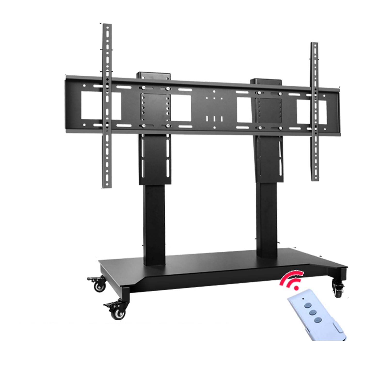 Support TV motorisé - Chariot TV Mobile sur roulettes - Élévateur TV motorisé, Chariot Support TV Mobile avec Hauteur réglable, Fonction de mémorisation de 4 hauteu,Black