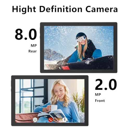 Image of 10 inch Android 15 Tablet with Case, 10GB RAM + 64GB ROM (Expand to 1TB), Quad Core Processor, 5G WiFi 6, BT5.0, 1280x800 HD Display, 6000mAh, Dual Camera, GMS