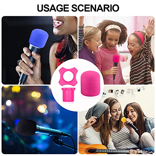 Barafat 8 Set Shakeproof Anti-Rolling Handheld Microphone Silicone Ring, Colorful Microphone Foam Windscreen Covers for KTV, Interview, Recording Studio, Performance, Speech