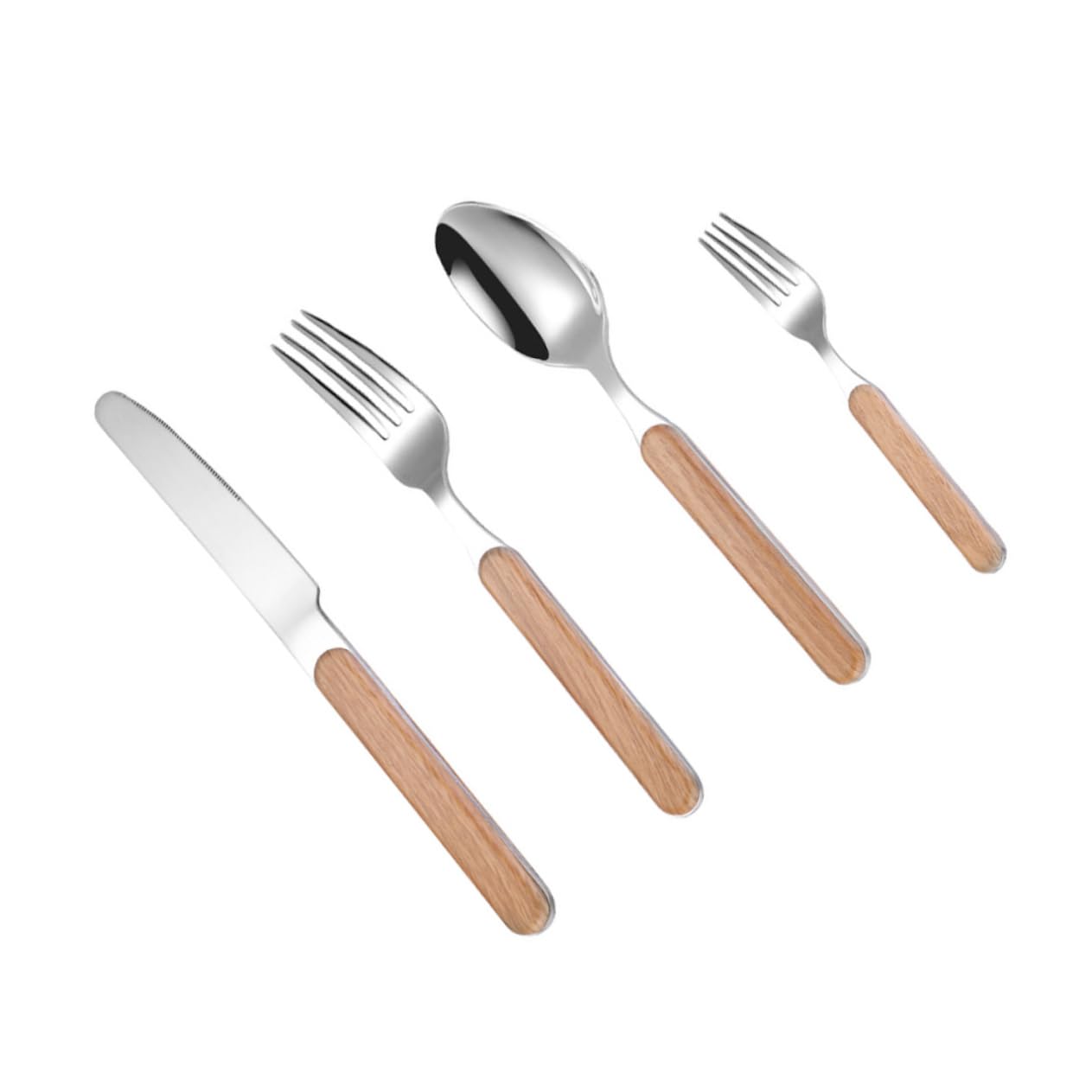 Coffret cadeau rétro de couverts 4 pièces avec manche en bois pour offrir