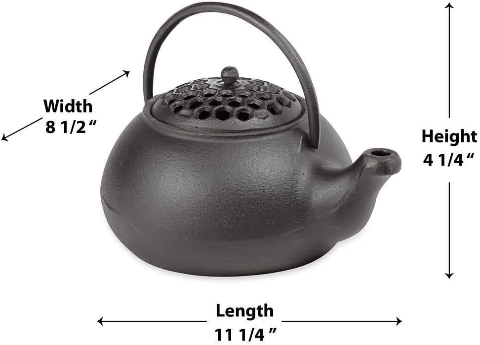 Plow & Hearth Honeycomb Wood Stove Steamer Kettle | Cast Iron Fireplace Humidifier | Matte Black | Rust Resistant | Decorative Functional Alternative to Electric Humidifiers | 3 QT Capacity