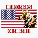United States of Smash ! - All Might Sticker Vinyl Decal Bumper Sticker 5'