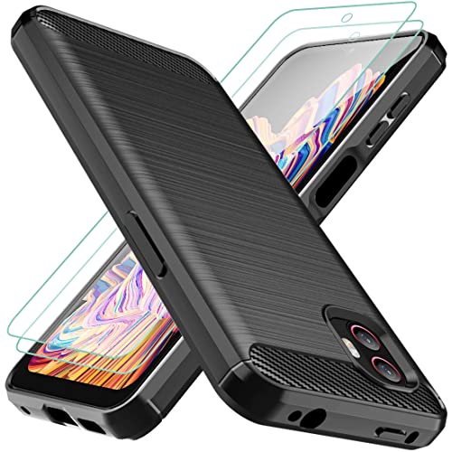 Osophter for Galaxy Xcover 6 Pro Case with 2pcs Screen Protector Shock-Absorption Flexible TPU Rubber Protective Cell Phone Cover (Black)