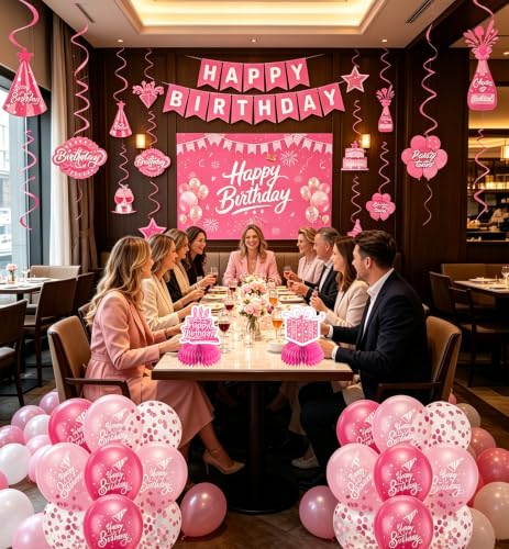 Image of Pink Birthday Decorations for Women