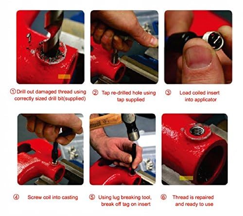 8MILELAKE 131pcs Helicoil Thread Repair Kit, Metric Helicoil Kit with HSS Drill Bits Inserts Taps Break Off Tools in M5 M6 M8 M10 M12 Sizes