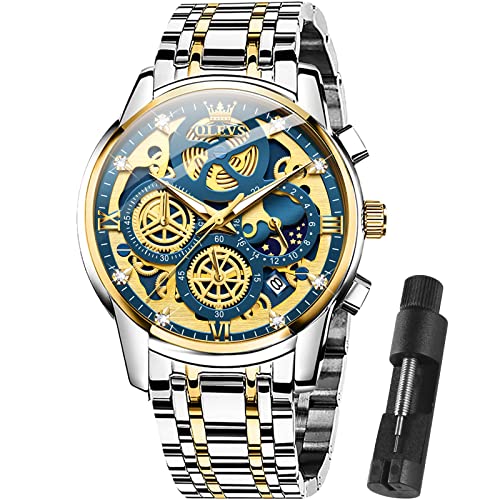 Image of OLEVS Watch Men Stainless Steel Watches Luxury Chronograph Men Wrist Watch | Multifunction,Diamond, Date, Business, Classic,Dress Watch for Men, Gift for Men, reloj de Hombre