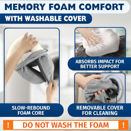 Image of Travel Neck Pillow for Airplane, 100% Memory Foam 11.4 inch x 5.5 inch