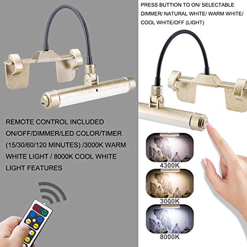 HONWELL Painting Lights Cordless, Dartboard Light with Remote, Rechargeable Picture Light, Picture Frame Light with 3 Modes 28 LEDs Rotate Head, 360° Flexible Neck, Clip on Display Light for Artwork - Thumbnail 2