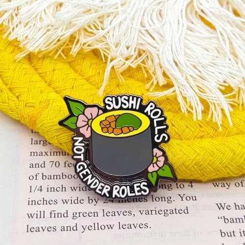 Image of Sushi Rolls Not Gender Roles Pin - Fun Series | Premium Enamel Pin - Statement Lapel Pin - Plated Badge for Clothing, Bags, Hats, Jackets, and Lanyards