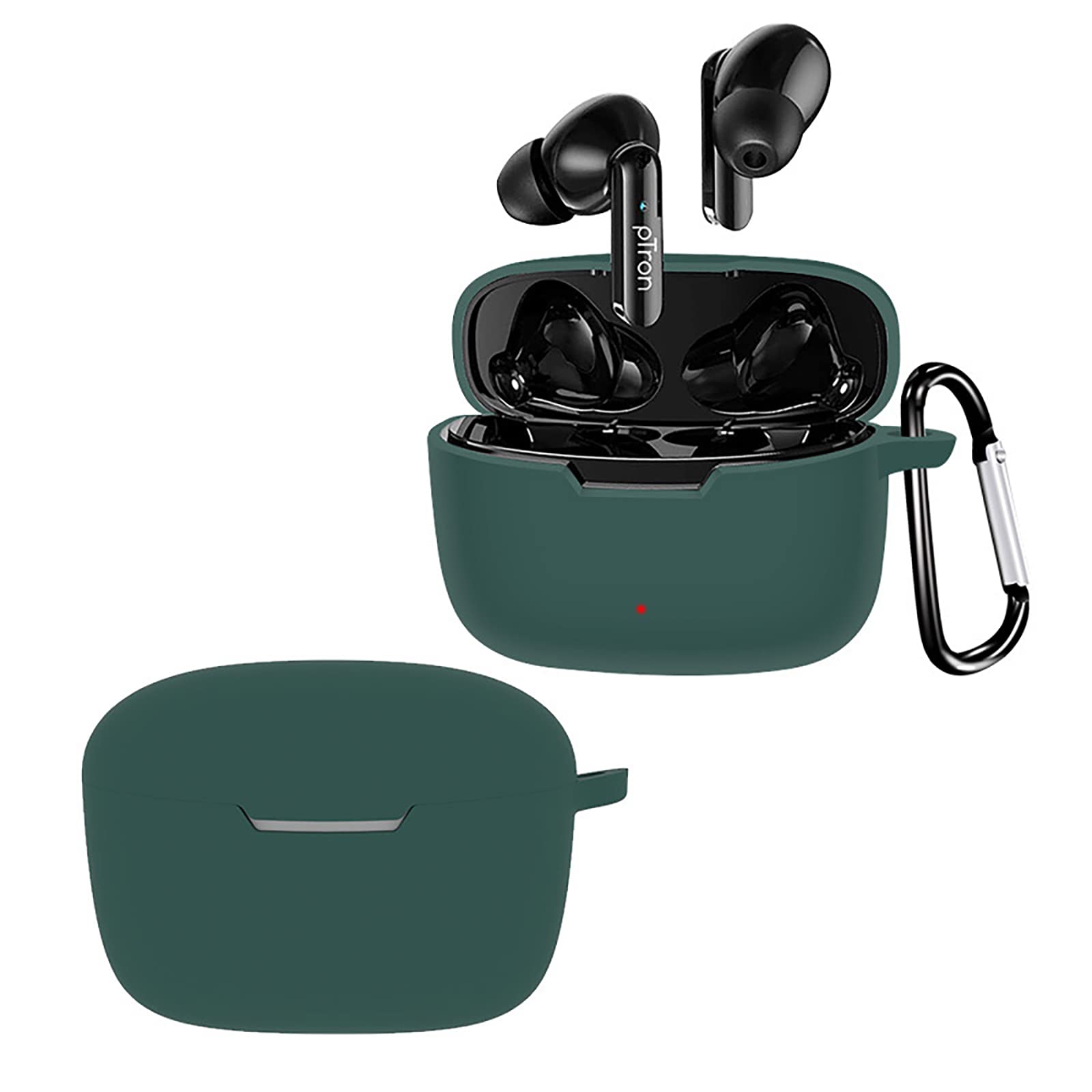 Cilicone Case Compatible with Ptron Bassbuds Duo, Ultra-thin soft Cover, Slim-Fit,Anti-Fall,Not Easy to Dirty - ArmyGreen