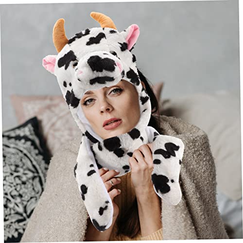 Cartoon Animal Hat Plush Winter Hat Ear Protection for Boys and Girls Soft Warm Cow Design for Outdoor Activities Multi4