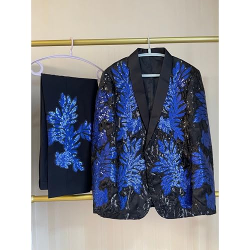 Men's Slim Fit Black & Gold Tuxedo 2-Piece Set - Jacquard Shawl Collar Blazer Pants for Wedding/Prom/Gala Events3