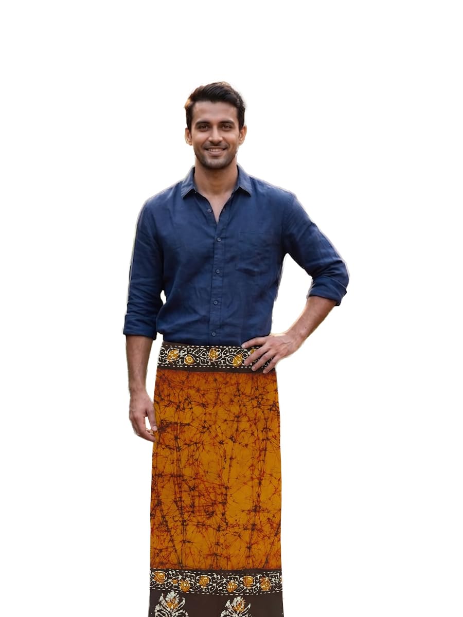 soul of bengal Men's Santiniketan Wax Batik Lungi | Pure Cotton | Multicolor-picture-39