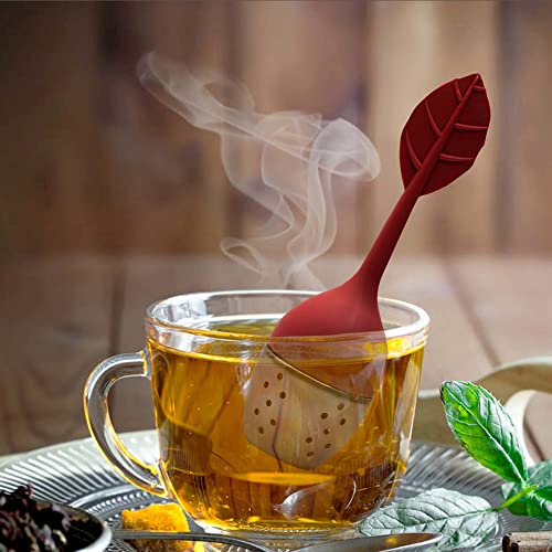 Tea Infuser, Loose Leaf Tea Steeper, Silicone With Stainless Steel Strainer Ball - Pack Of 2 (Yellow & Light Brown) #TOP3