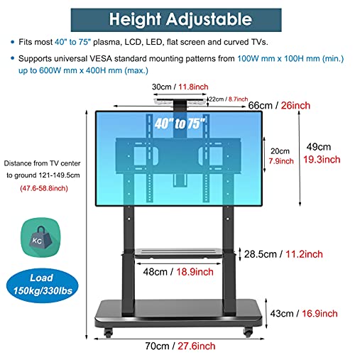 Soporte móvil para TV de 40 a 75 pulgadas con ruedas miniatura 2