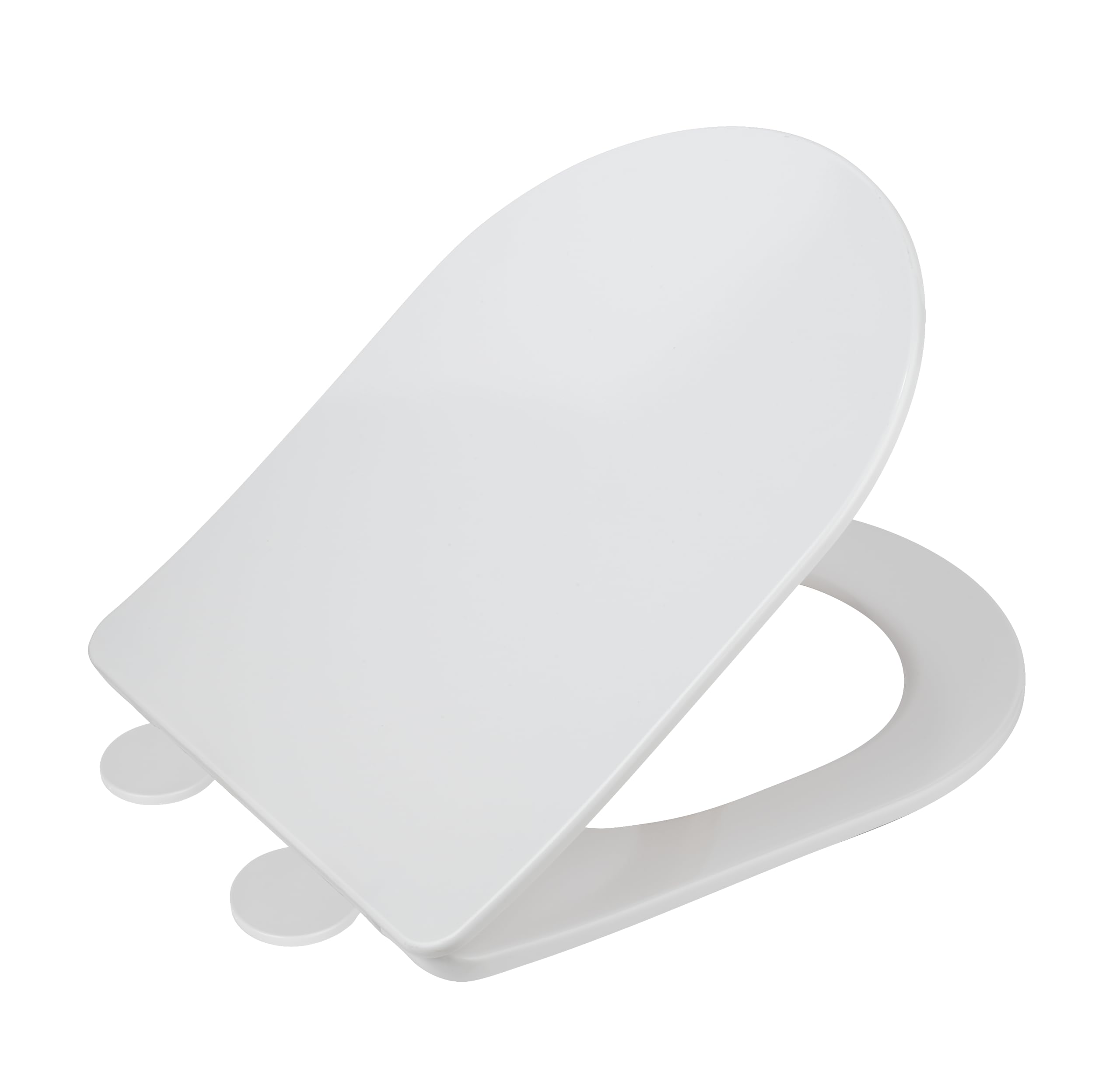 Asiento de inodoro Galati, asiento de inodoro plano en forma de D con mecanismo de cierre suave, de duroplast, fijación Fix-Clip, blanco mate