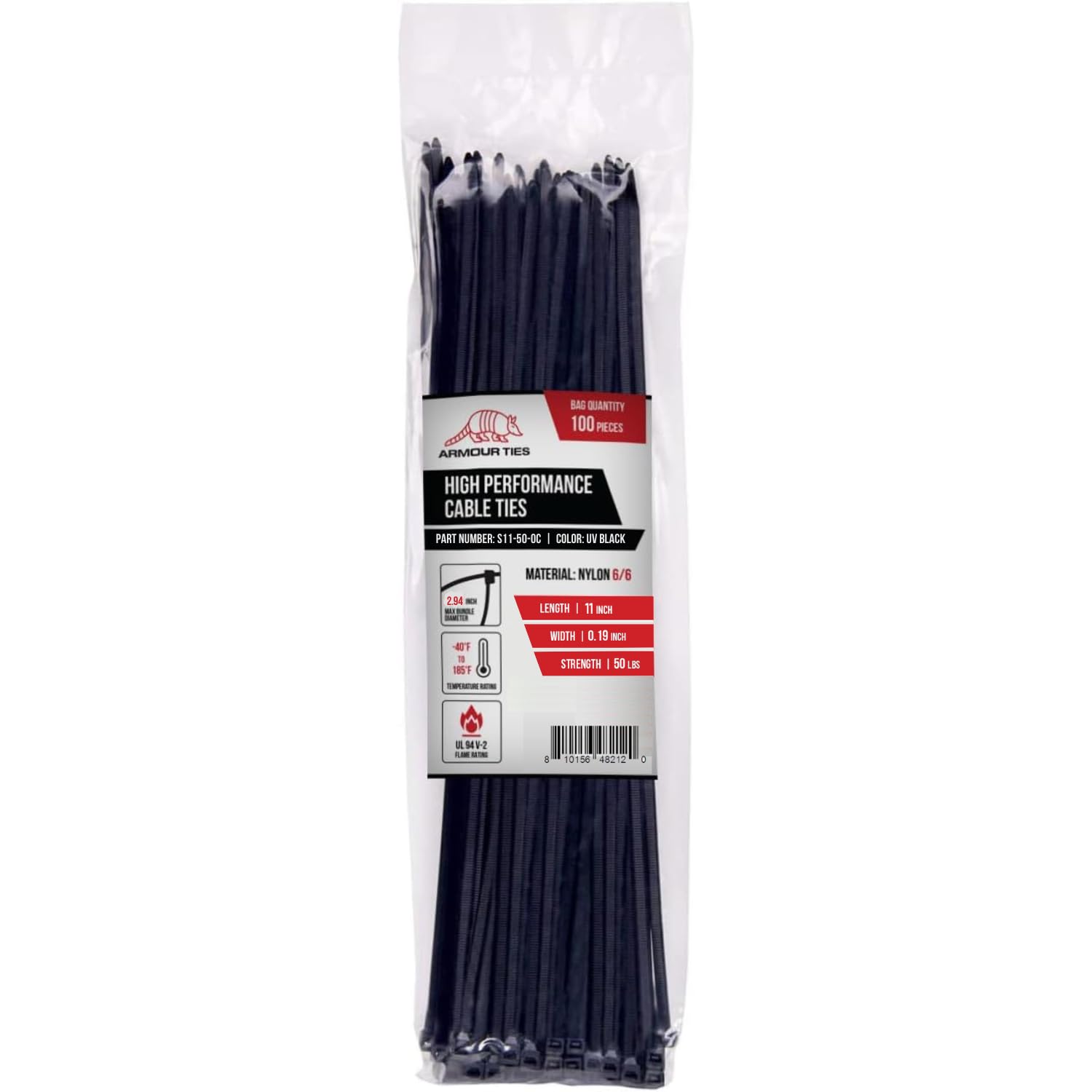 Armpow Black Cable Zip Ties Heavy Duty Assorted Sizes, 1000 PCS Self