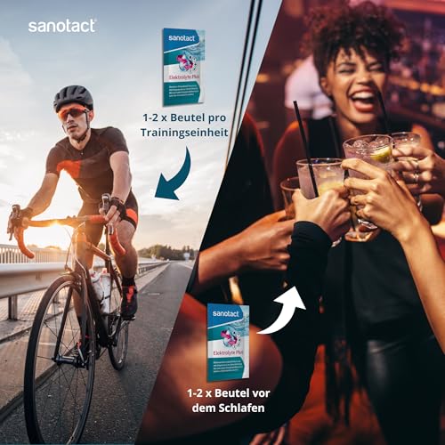 sanotact Elektrolyte Plus (20 Beutel) • Elektrolyt Pulver für Flüssigkeitshaushalt • Kalium & Magnesium für Elektrolytgleichgewicht • 100% Vegan • Recovery Drink • Mit Orangengeschmack