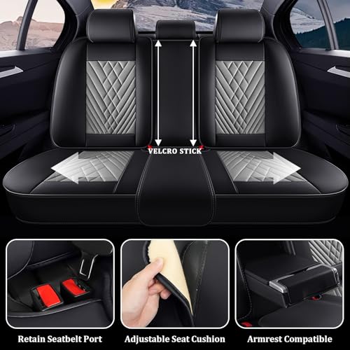 Image of Car Seat Covers Full Set for Subaru Solterra 2023-2026, Waterproof Nappa Leather Car Seat Cover, Full Coverage Car Seat Covers Sets(5 Seats /Black Gray)