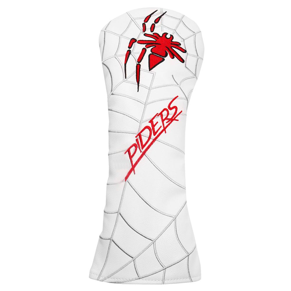 PU Leather Spider Embroidery Golf Club Head Covers for Taylormad Driver Fairway Woods Hybird (White Driver Cover)