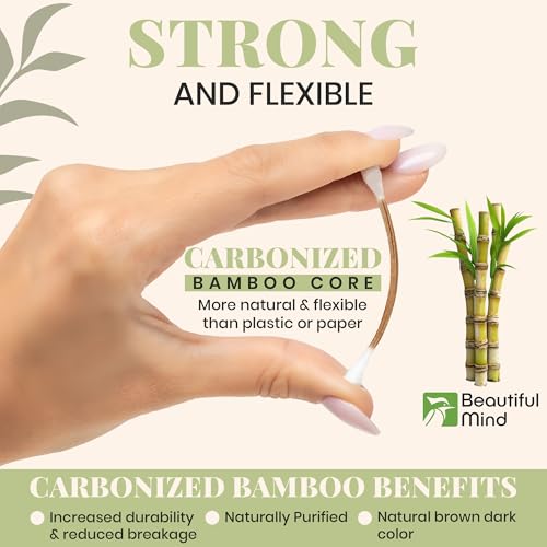image for Beautiful Mind Bamboo Cotton Swabs 500 Pack - Natural Swabs for Ears, 