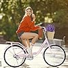 MEGHNA Foldable Cruiser City Bike with Basket 24 inch Wheel Rear Cargo Rack Low - Step Through Frame Single Speed Bike V - Brake and Band Brake Beach Cruiser Bike for Womens Girls Senior, Pink #1