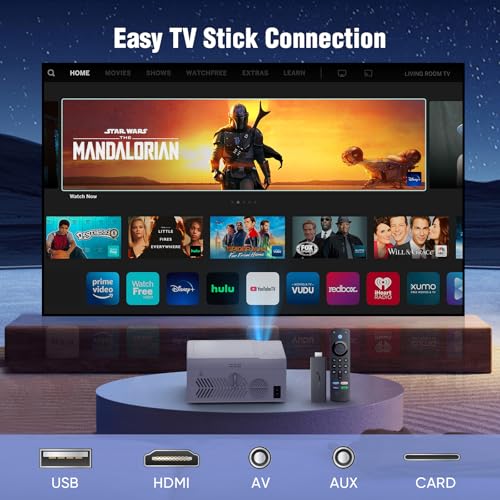 TMY Bluetooth Projector with DVD Player Built in, 1080P Mini Projector, Portable DVD Projector for Outdoor Movies, Compatible with Smartphone/PC/TV Stick/HDMI/USB/TF - Thumbnail 6