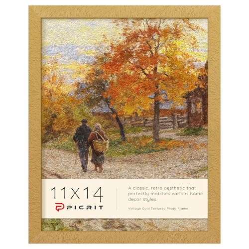 Picrit 11x14 Picture Frame, Photo Frame for Wall Mounting Display, Gold